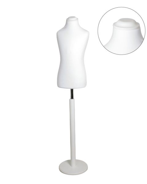 Treviso barnegine, hvid, 6-8 år, rund fod og flad top, hvid
