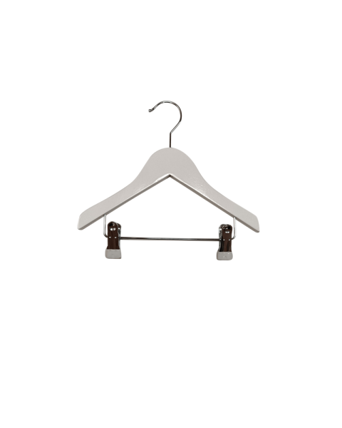 Trehenger, baby, med klemme, hvit, 25 cm.