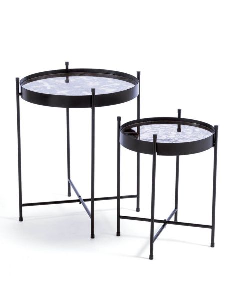 Bordsett ( 2 stk. ) - speilbord med sort stell