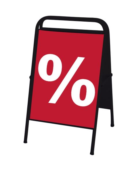 Plakat. %, rød med hvitt tryk, 50 x 70 cm