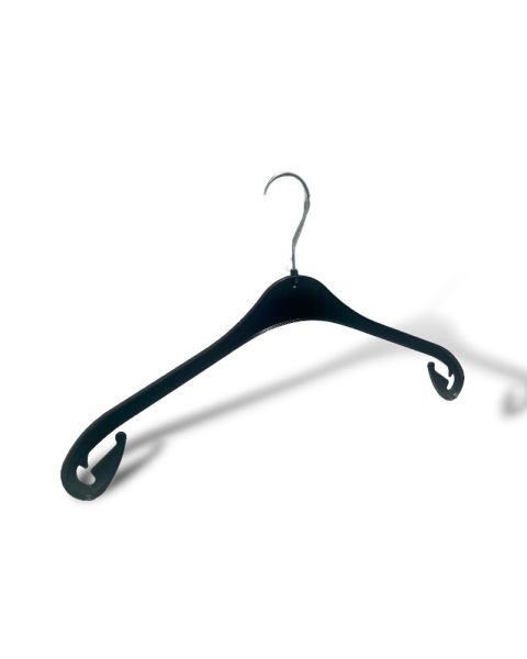 Plasthenge, Voksen, formpresset, med kraftig oppheng, sort, 43 cm. 300 stk.