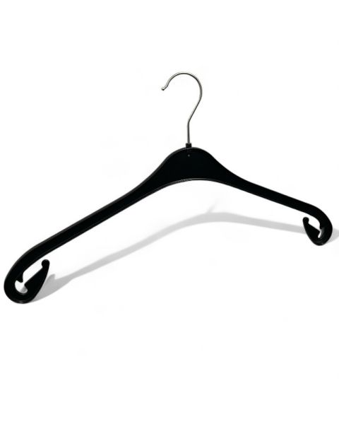 Plasthenge, XL, formpresset, med kraftig oppheng, sort, 47 cm. 270 stk.