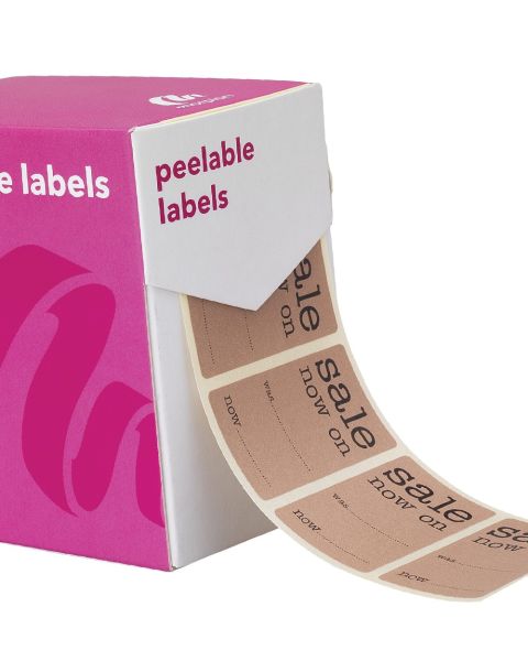 Etiketter, Sale now on, 2,5 x H4,4 cm, rulle med 500 stk.