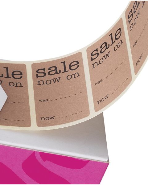 Etiketter, Sale now on, 2,5 x H4,4 cm, rulle med 500 stk.