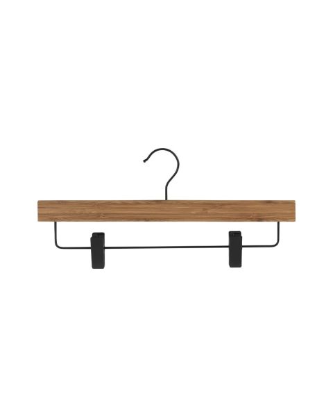 Bambus buksehenger, massiv, med klemmer, natur, sort krok, 36 cm.