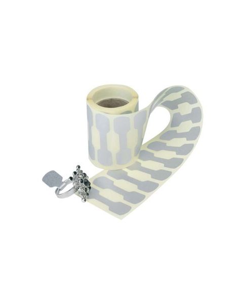 Prislapp til smykker. 1000 etiket pr. rull. Gull, hvite el. sølv