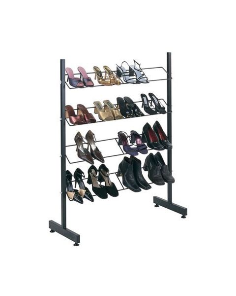 Skostativ - 4 hyller. Sort. B 91 x D 39,5 x H 120 cm.