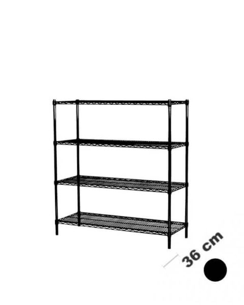 Reol - TUBO (B 122 x D 36 x H160 cm.) - Sort. 4 hylle