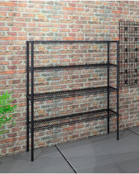 Reol - TUBO (B 122 x D 36 x H220 cm.) - Sort. 4 hylle