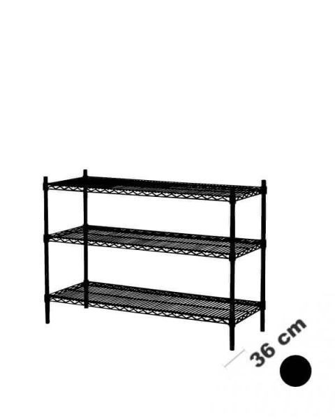 Reol - TUBO (B 122 x D 36 x H90 cm.) - Sort. 3 hylle