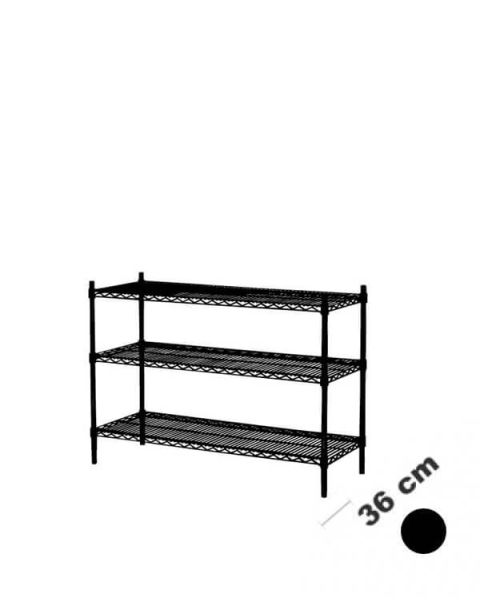 Reol - TUBO (B 122 x D 36 x H90 cm.) - Sort. 3 hylle