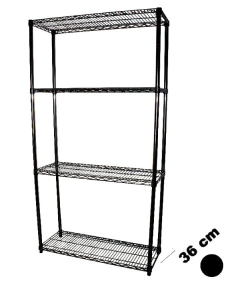 Reol - TUBO (B 122 x D 36 x H220 cm.) - Sort. 4 hylle