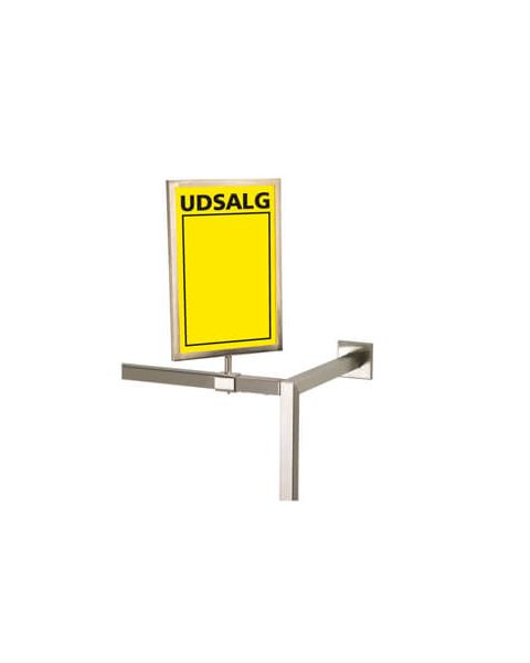 A4 skilteramme med beslag t/ 25 mm. firkantet rør