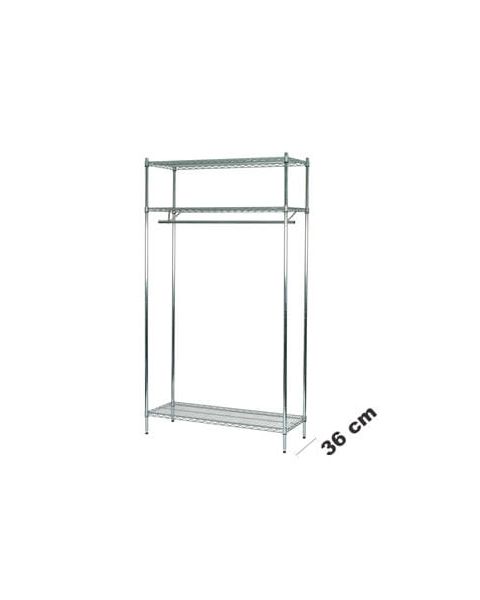 Garderobe Reol - TUBO (B 122 x D 36 x H 220 cm.) - Krom