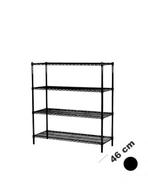 Reol - TUBO (B 122 x D 46 x H 160 cm.) - Sort. 4 hylle