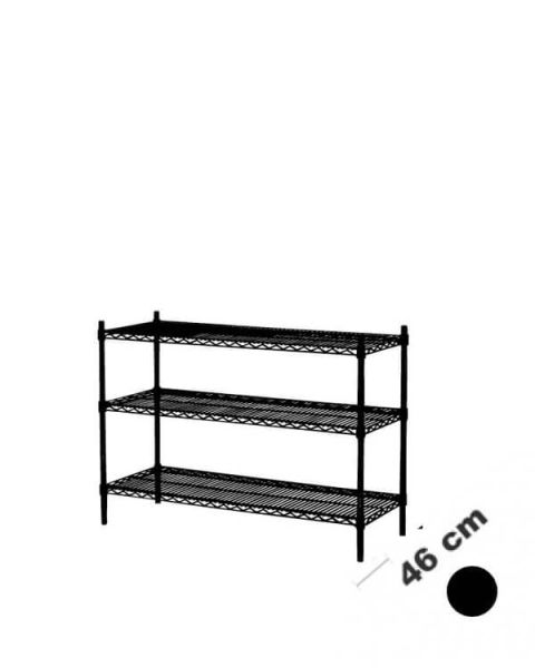 Reol - TUBO (B 122 x D 46 x H 90 cm.) - Sort. 3 hylle