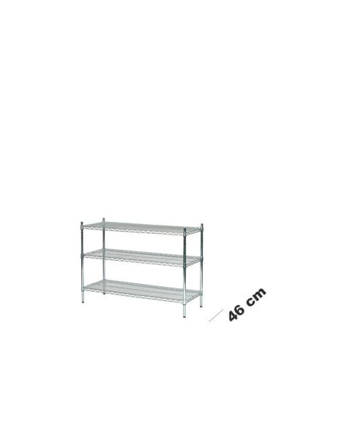 Reol - TUBO (B 122 x D 46 x H 90 cm.) - Krom. 3 hylle.