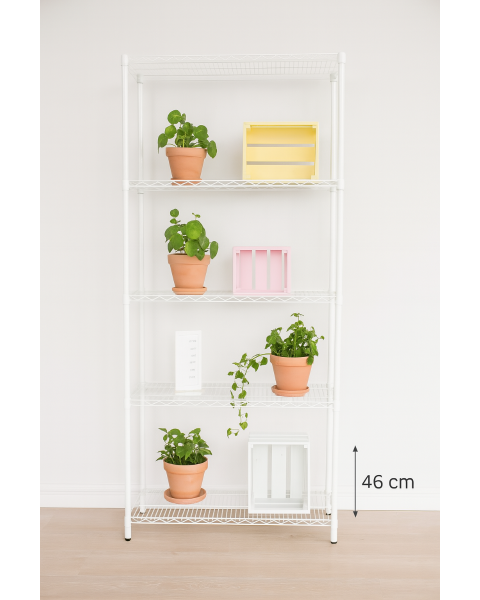 Reol - TUBO (B 91 x D 46 x H 220 cm.) - Hvit glans. 5 hylle