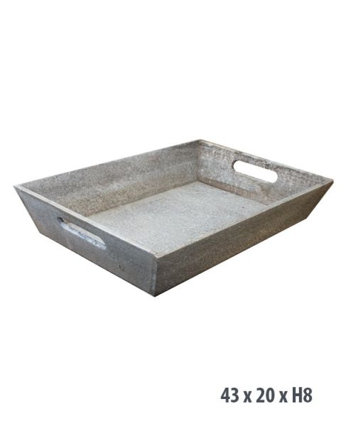 Træbakke, grå-brun, 43 x 30 x H8