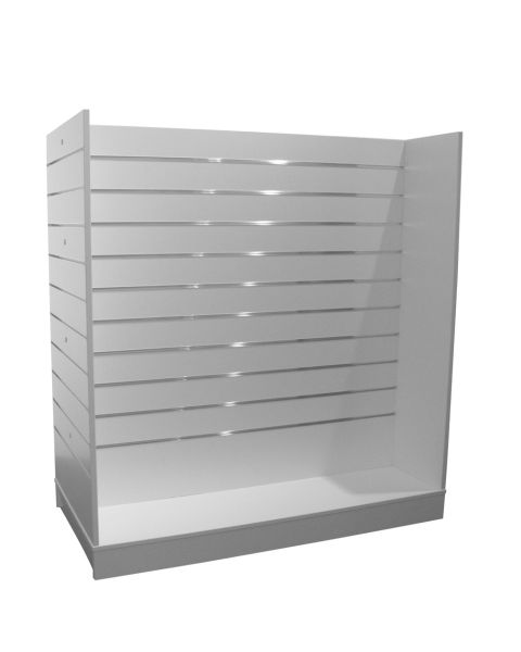 H-gondol - rillepanel - hvit, med 10 cm rilleavstand, 124,6 x 60 x H132 cm inkl. hjul