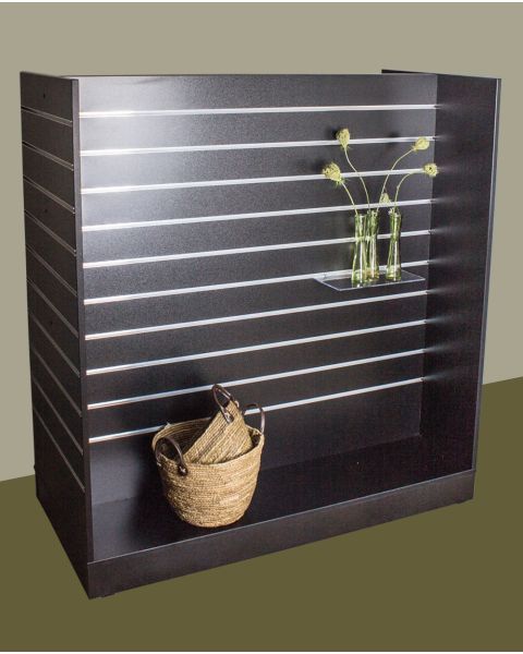 H-gondol - rillepanel - sort, med 10 cm rilleavstand, 124,6 x 60 x H132 cm inkl. hjul