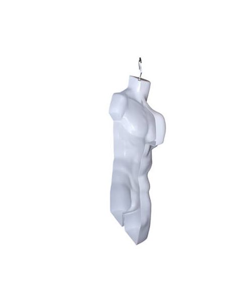 Hængetorso, herre, med front og krok, hvit, H86 cm