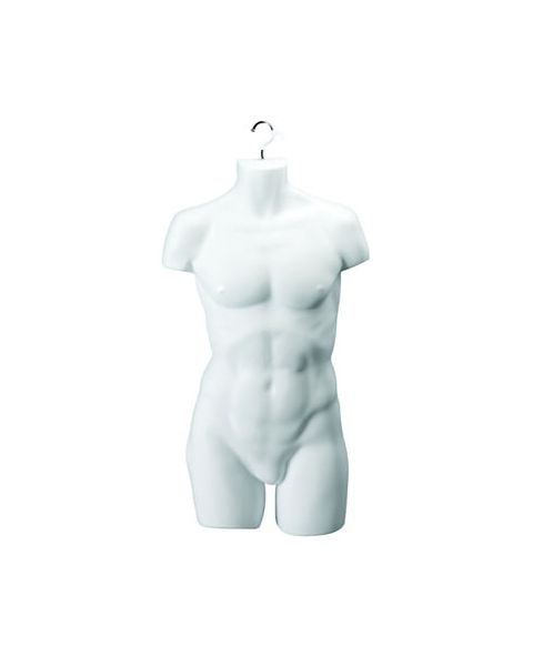 Hængetorso, herre, med front og krok, hvit, H86 cm