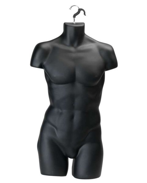Hængetorso, herre, med front og krok, sort, H86 cm