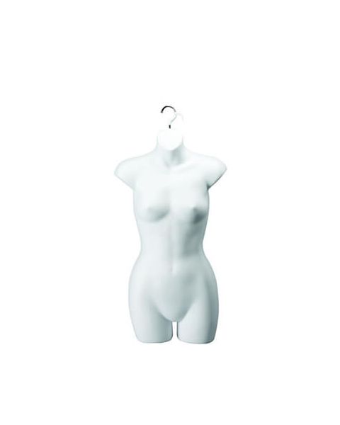 Hængetorso, dame, med front og krok, hvit, H78 cm