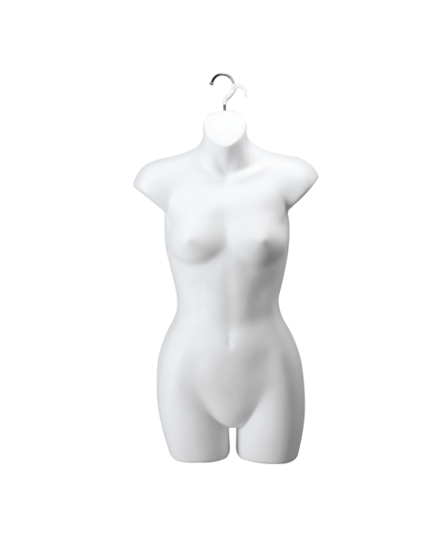 Hængetorso, dame, med front og krok, hvit, H78 cm