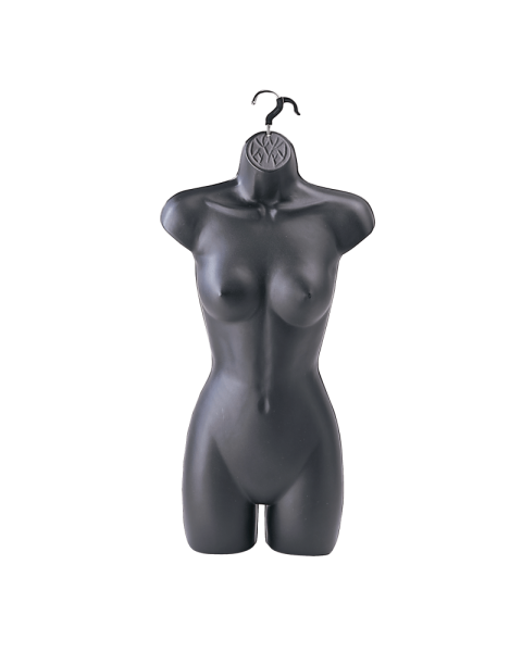 Hængetorso, dame, med front og krok, sort, H78 cm