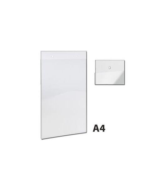 Skiltlomme, A4, til 1 ark, med 2 huller til oppheng, 2 mm akryl