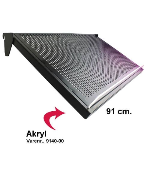 Skrå U-hylle m/ metallhulplade (91 x 37 cm) - Sort, t/ 12 mm ( Framework )