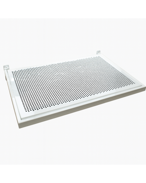 Hylle m/ metallhulplade (59,5 x 37 cm.) - hvit, t/ rillepanel