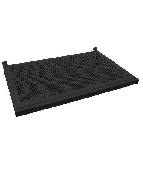 Hylle m/ metallhulplade (59,5 x 37 cm.) - sort, t/ rillepanel