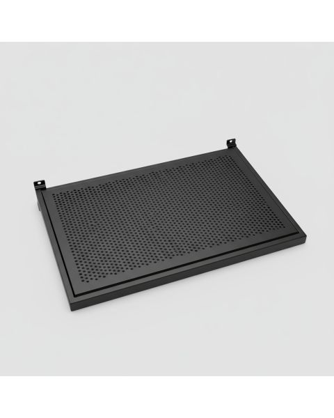Hylle m/ metallhulplade (59,5 x 37 cm.) - sort, t/ rillepanel