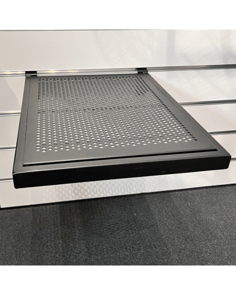 Hylle m/ metallhulplade (29,5 x 37 cm.) - sort, t/ rillepanel