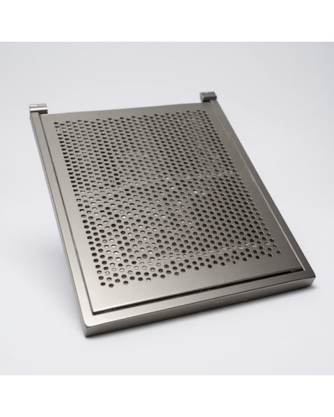 Hylle m/ metallhulplade (29,5 x 37 cm.) - sort, t/ rillepanel