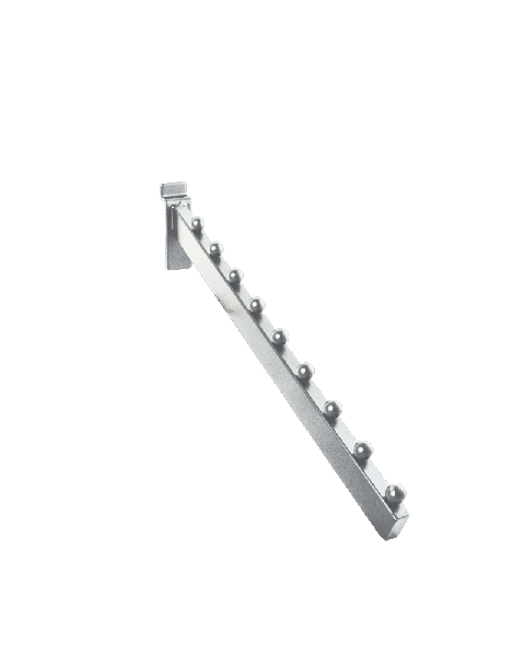 Frontheng skrå m/ 9 kuler, 35 cm, krom, t/ rillepanel