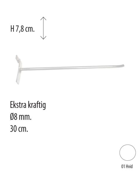 Varekrok 30 cm Ekstra kraftig. Hvit, t/ rillepanel
