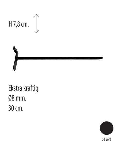 Varekrok 30 cm Ekstra kraftig. Sort, t/ rillepanel