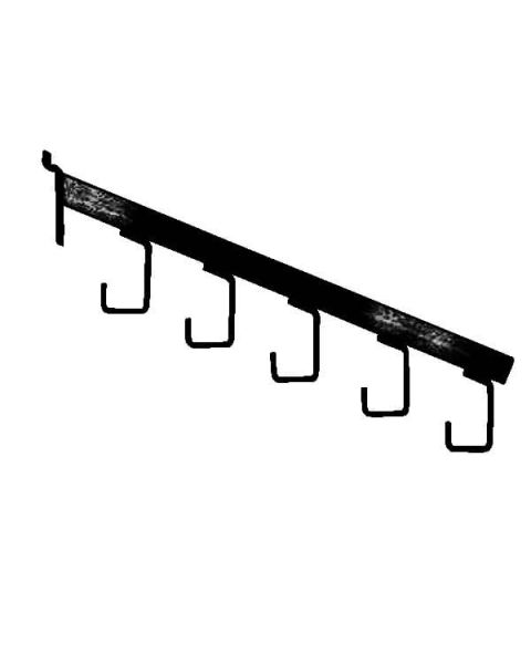 Veskearm m/ 5 kroke i sort, t/ rillepanel