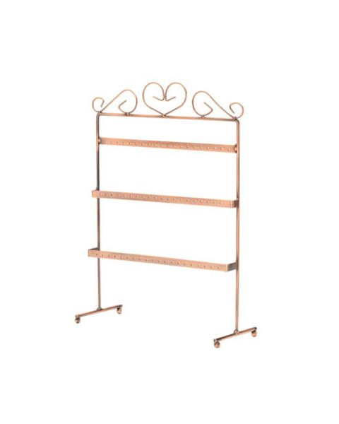 Øreringdisplay, plads til 30 par øreringe, kobber, B23 x D11 x H33 cm