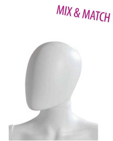 Dame Mannekenghode u/ ansigtstræk - (Mix and Match serien). Velg farge