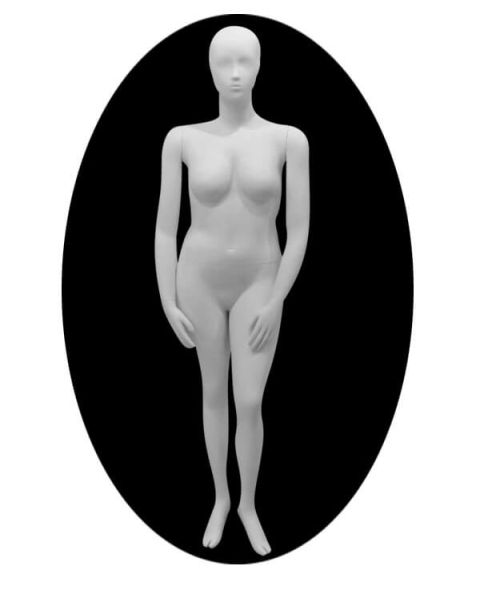 Curved damemannekeng m/ hode, XL. H178 cm. Hvit