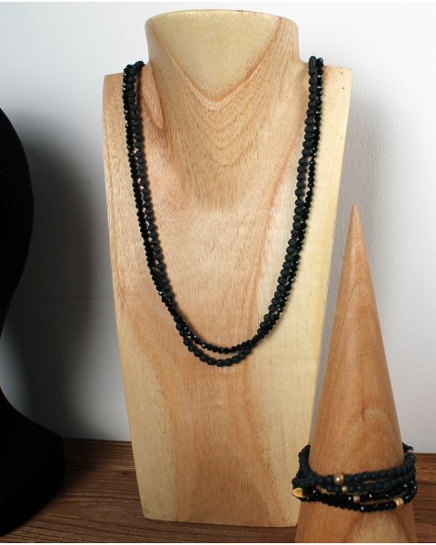 Halskjede display, tre, natur, H30 cm