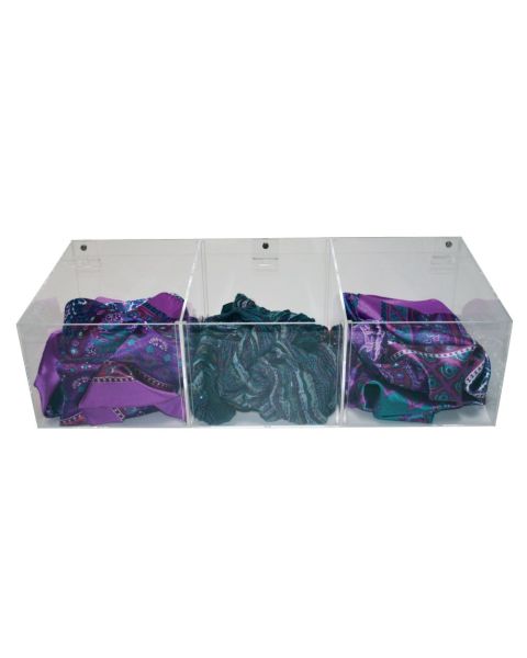 Akrylkasse t/ bord & panel - 3 rom. B 59 x D 20,5 x H 20,5 cm