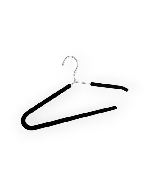 Metallhenger, med sort skumgummi, krom, 41 cm.  Pakket med 50 stk