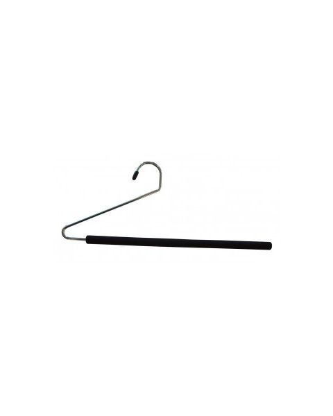 Metallhenger, til bukser, med sort skumgummi, krom, 35 cm.  Pakket med 50 stk