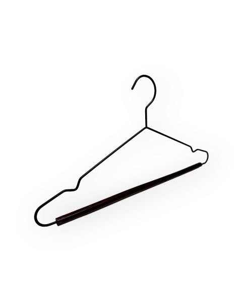 Metallhenger, 6 mm tråd med trestang, med hakk, blank sort